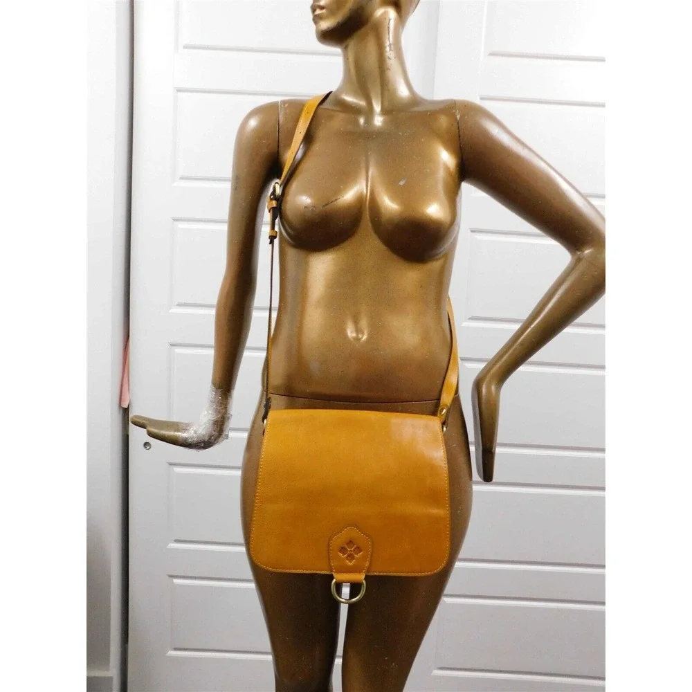 Patricia Nash Ilina‎ Cognac Brown Vintage Distressed Leather Crossbody Bag
